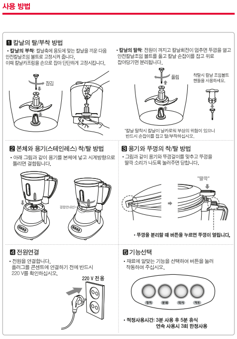 [믹서기/분쇄기/녹즙기] 사용 방법이 궁금해요