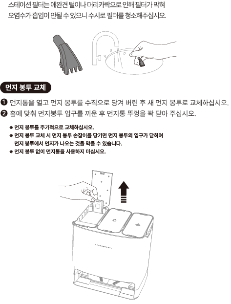 [로봇청소기]먼지 봉투 교체 및 필터 막힘시 대처방법
